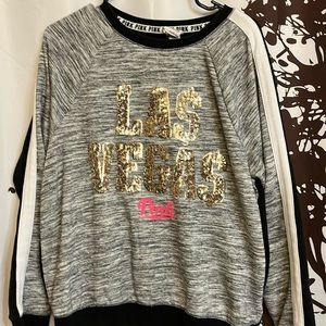 Pink Sweatshirt with Las Vegas in sequins.